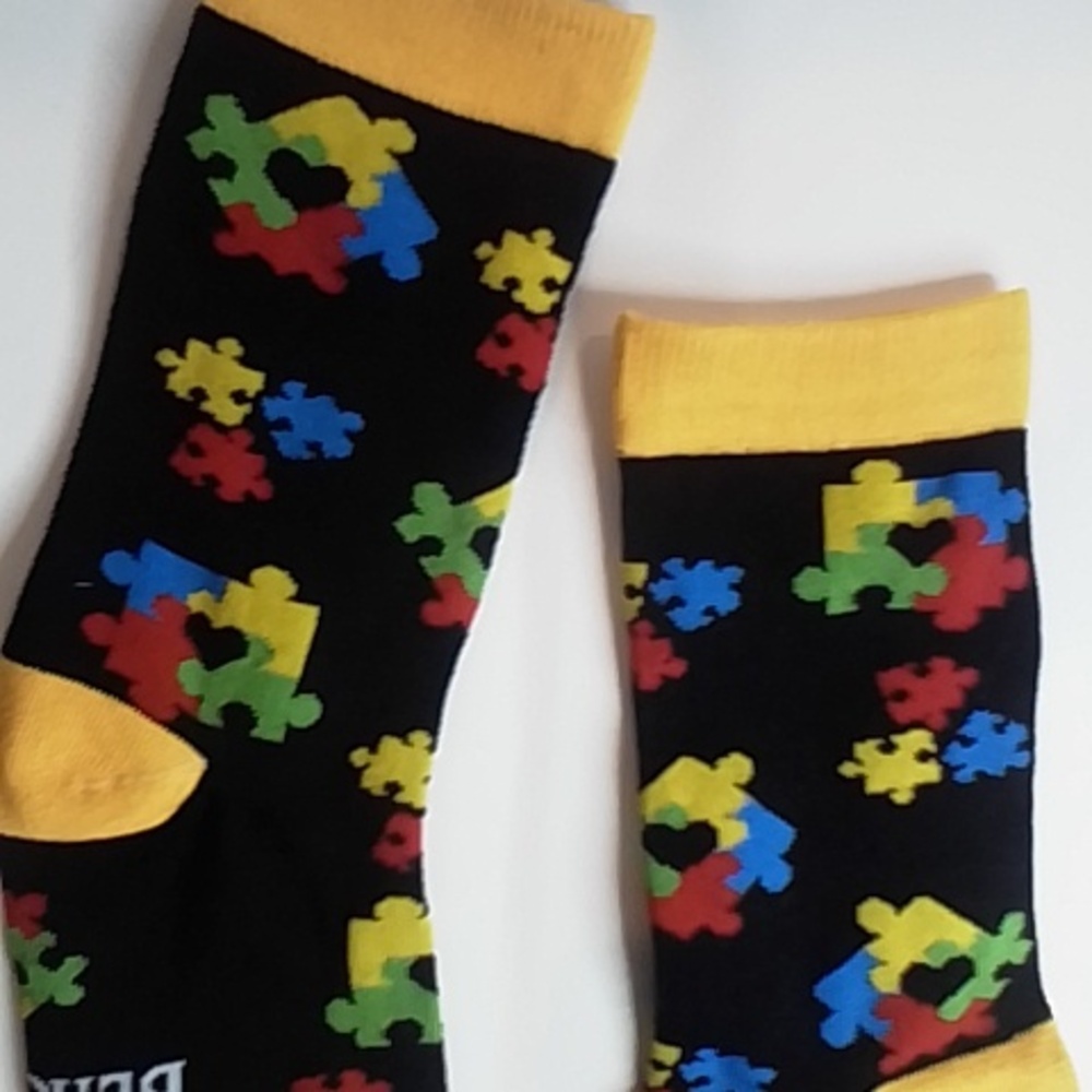 Autism 'Different Is Beautiful' Colorful Puzzle Pattern Socks - Picture 3 of 7
